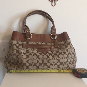 Coach brown signature satchel 17” x 10”